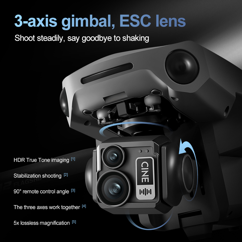 Drone Rc Folding - 8K 3 Axis Gimbal Brushless 7.2in