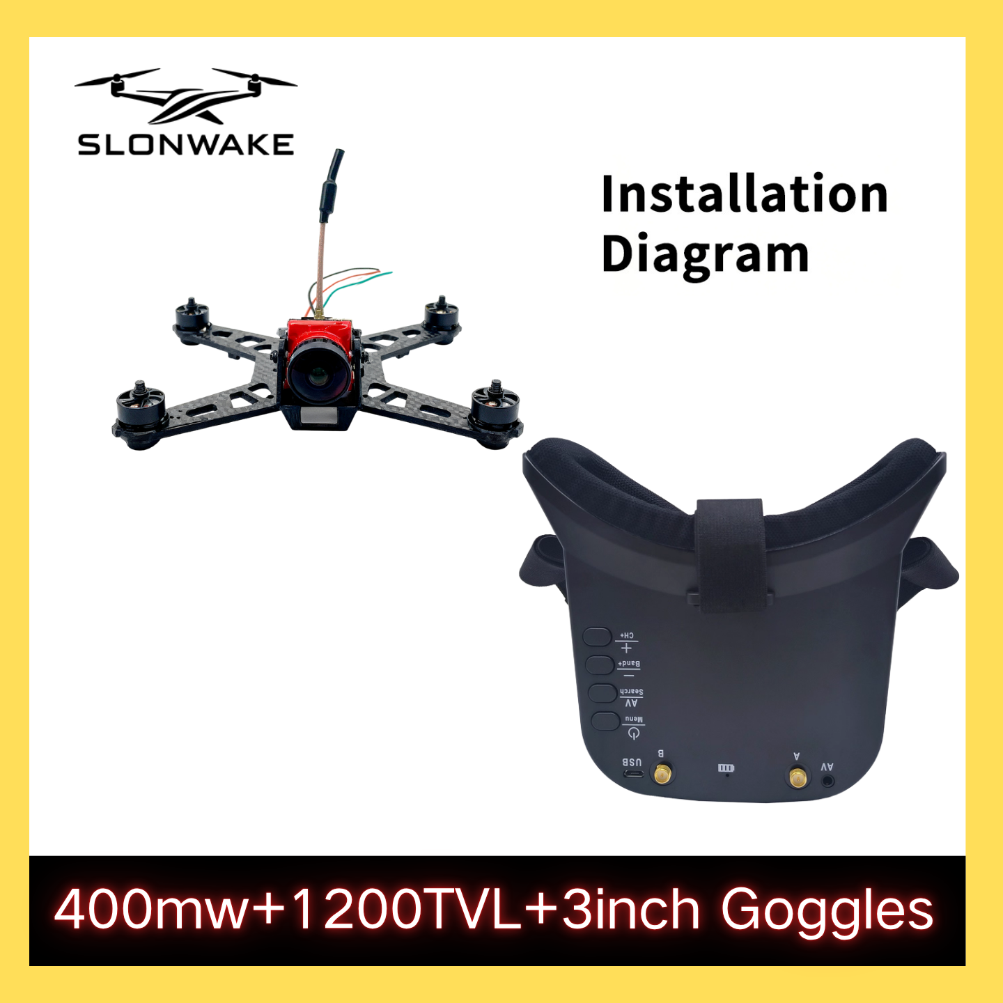 SLONWAKE 5.8G 48CH FPV 400mw V - Drone And Car review and price