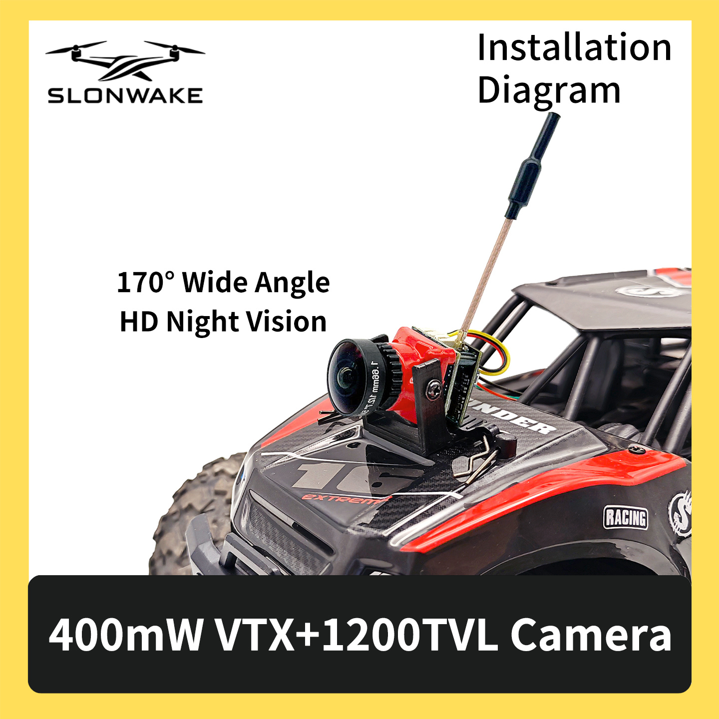 SLONWAKE 5.8G 48CH FPV 400mw V - Drone And Car review and price